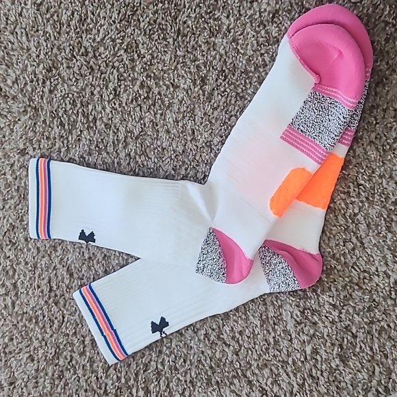 Under Armour White Socks with Pink and Blue Accents - Picture 4 of 5